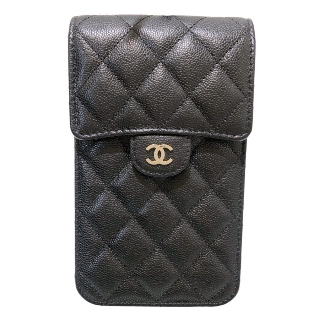 CHANEL Phone Pouch Black Caviar Skin Shoulder Bag - Picture 3 of 11